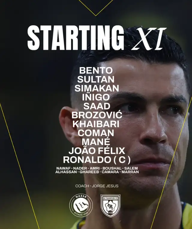 Alineación de Al Nassr vs. Al Taawon. Alineación de Al Nassr vs. Al Taawon.
