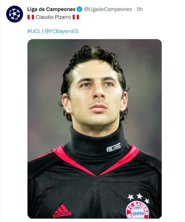  UEFA Champions League recordó a Claudio Pizarro.   