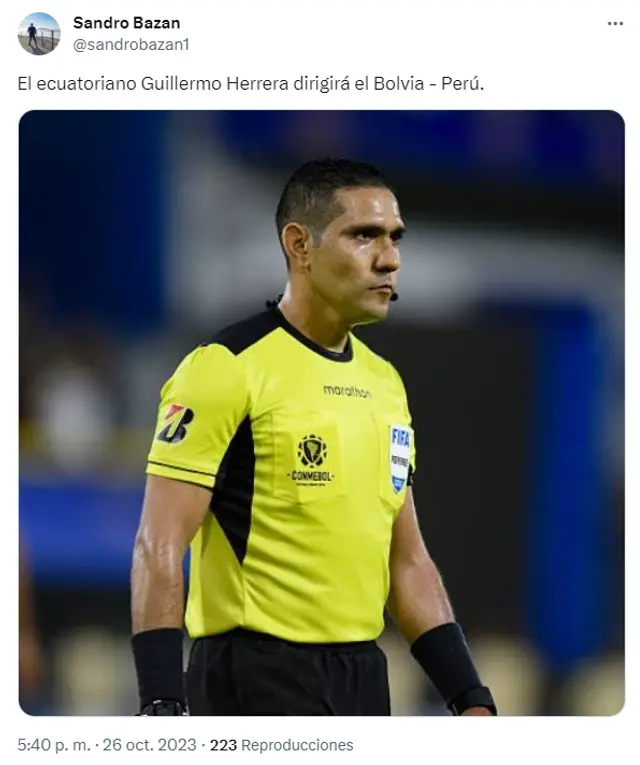 Guillermo Guerrero, Perú vs. Bolivia