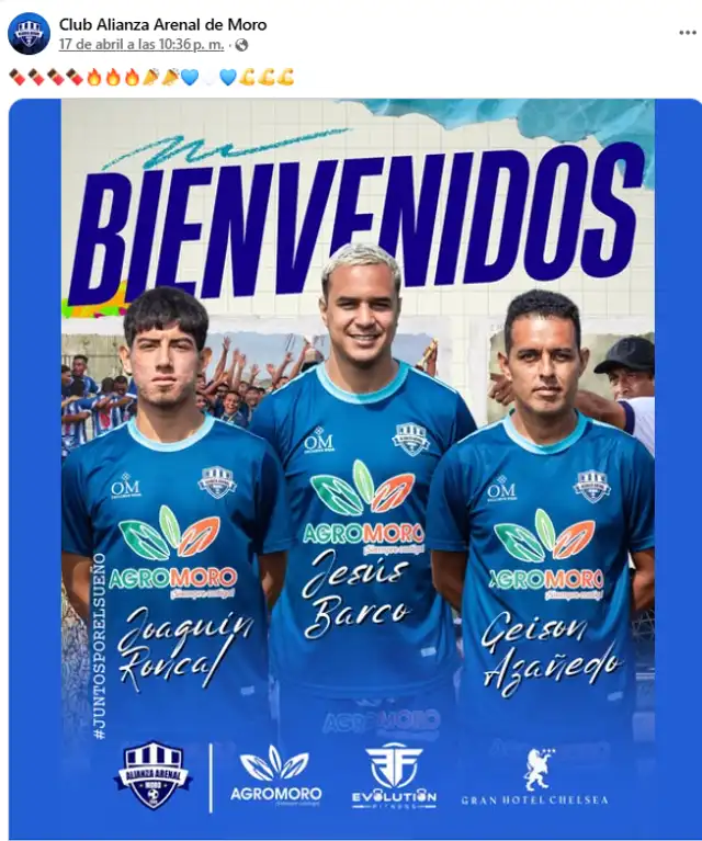 Alianza Arenal presentó a Jesús Barco como flamante refuerzo