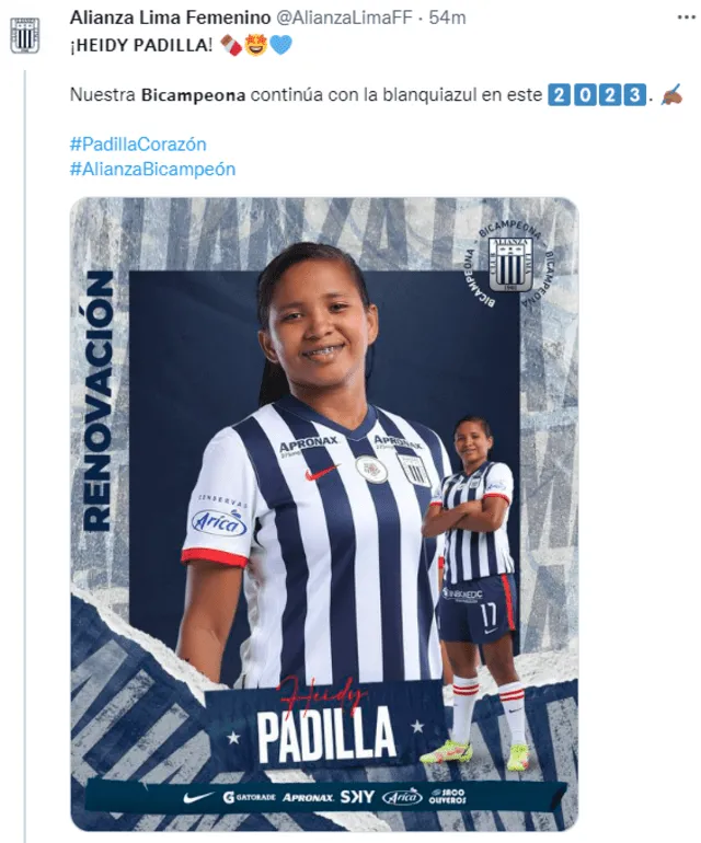  Padilla renueva contrato con Alianza Lima. Foto: Twitter.   