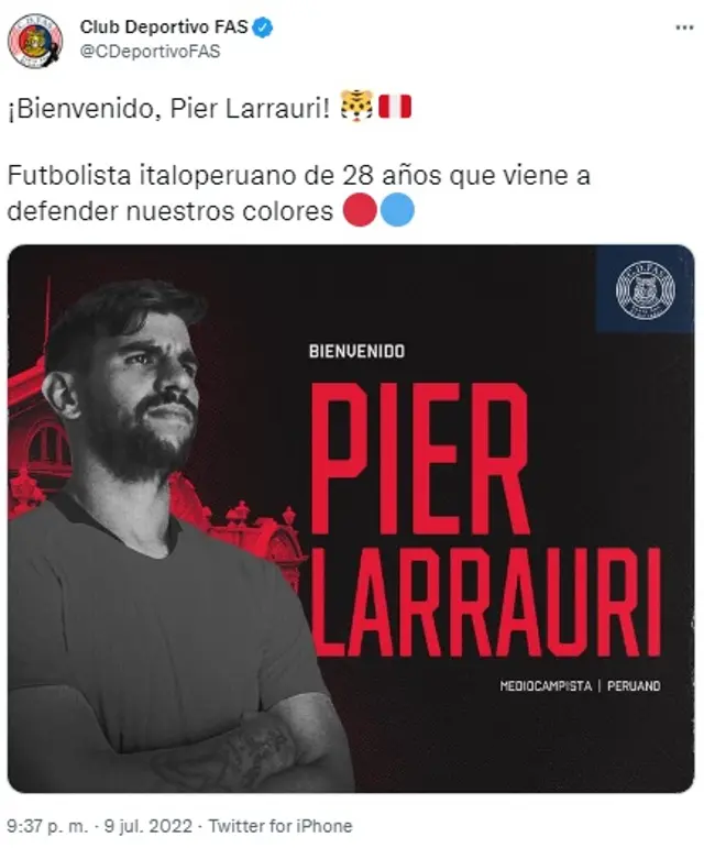 Pier Larrauri es nuevo jugador de FAS.