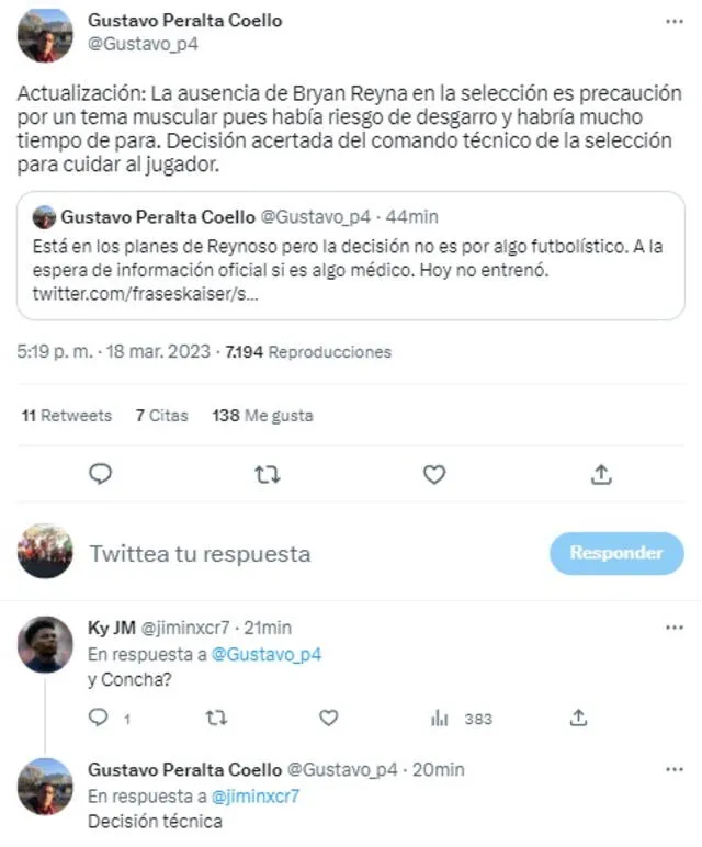Razones de las ausencias de Bryan Reyna y Jairo Concha.