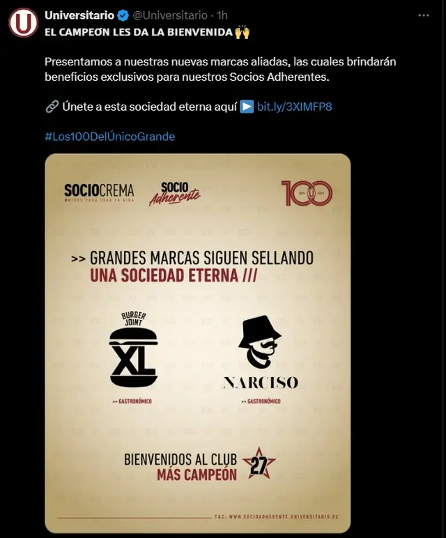 Universitario anunció a sus 'refuerzos' durante la fecha 10 del Apertura. | Foto captura: Twitter   