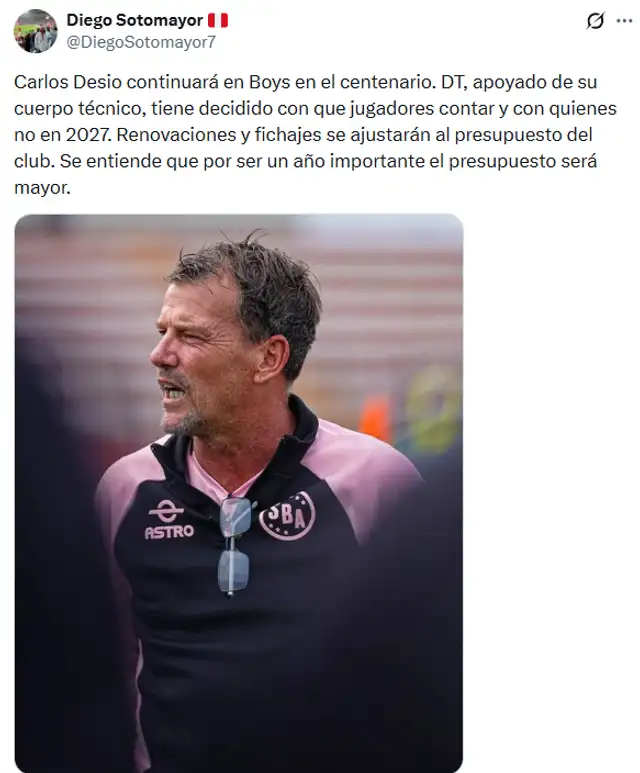 Carlos Desio renovó por un año más con Sport Boys Carlos Desio renovó por un año más con Sport Boys