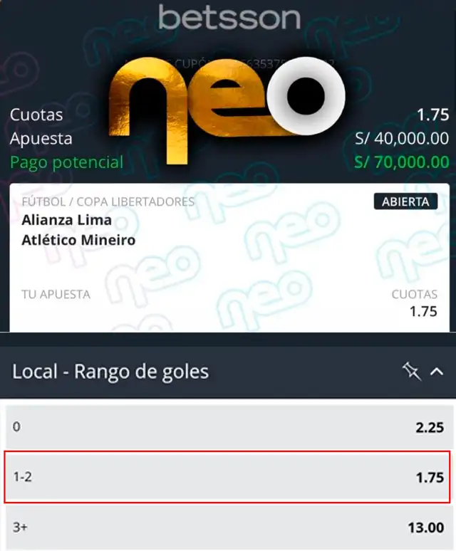 Alianza Lima vs. Atlético Mineiro apuesta deportiva