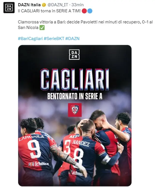 DAZN, Cagliari DAZN, Cagliari