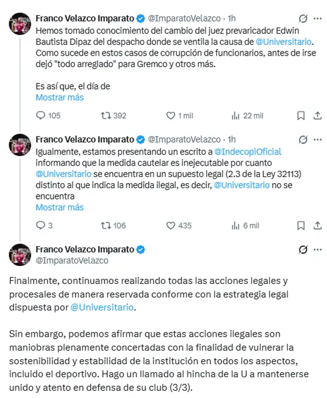 Franco Velazco se pronunció por el caso Gremco