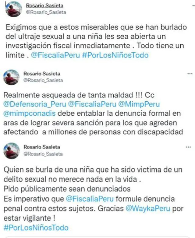 Captura: Twitter - Rosario Sasieta   