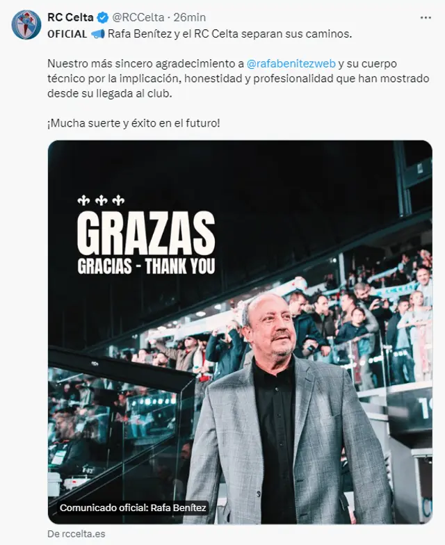 Celta de Vigo, Rafa Benítez