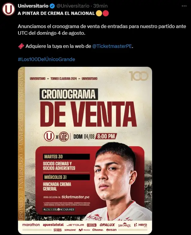 Universitario vs UTC por el Clausura Universitario vs UTC por el Clausura