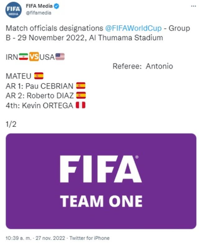 Kevin Ortega estará en Estados Unidos vs. Irán.