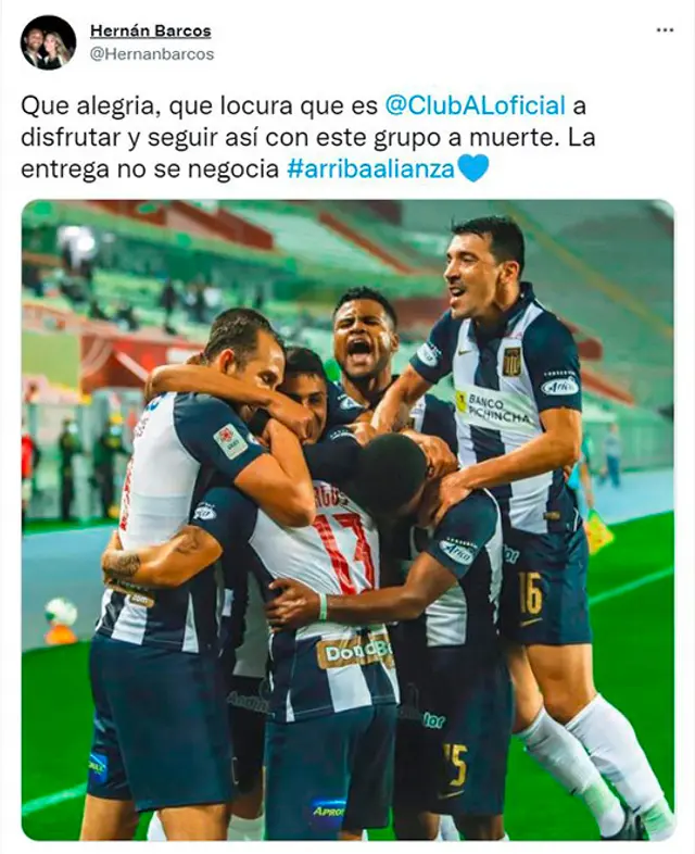 Mensaje de Hernán Barcos. Foto: Twitter Hernán Barcos.   