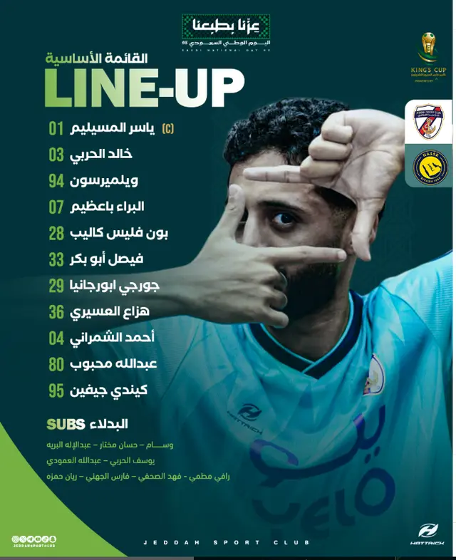 Alineación de Jeddah vs. Al Nassr.   