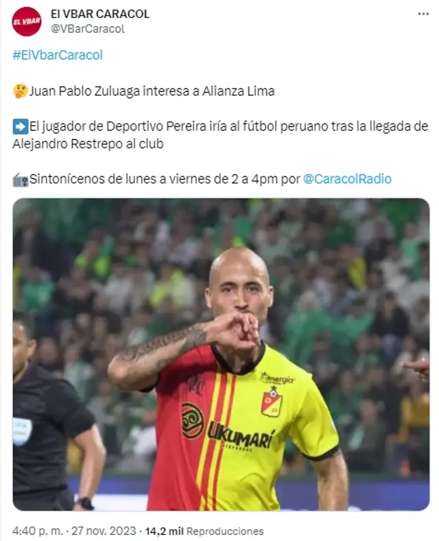 Juan Pablo Zuluaga interesa a Alianza Lima