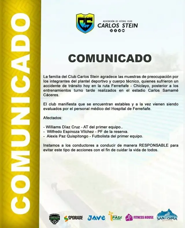 Carlos Steom sufrió accidente automovilístico.