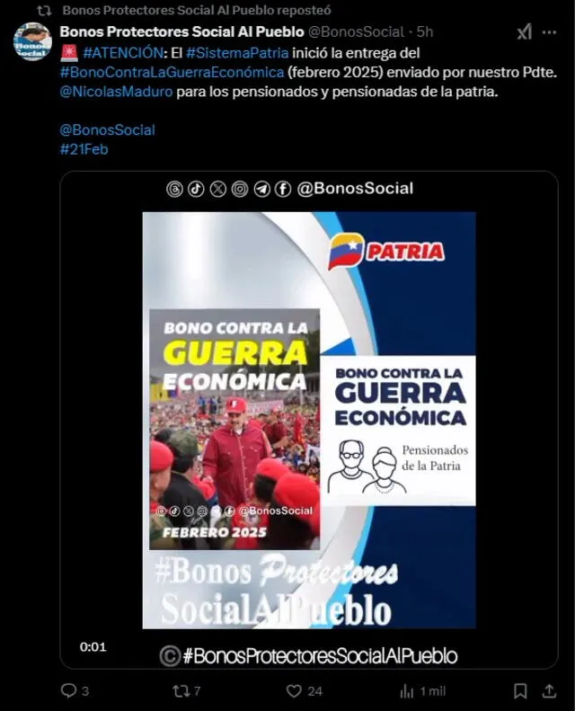 bono guerra pensionados ivss