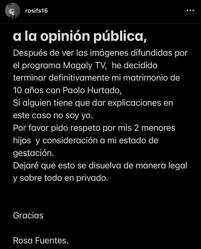 comunicado Rosa Fuentes