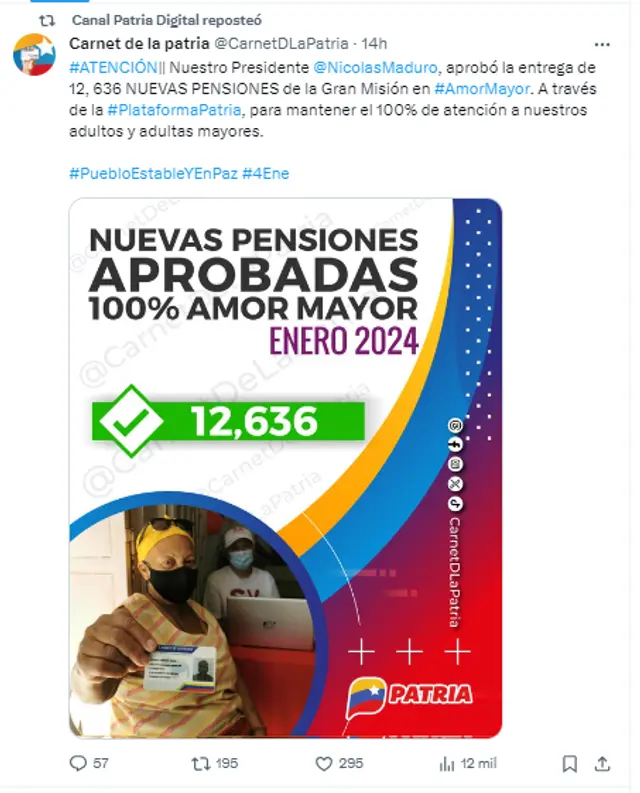 venezuela bono 100% amor mayor