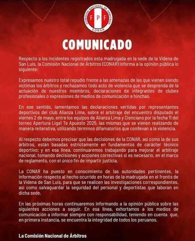 El comunicado de la CONAR tras afiches en Videna   El comunicado de la CONAR tras afiches en Videna
