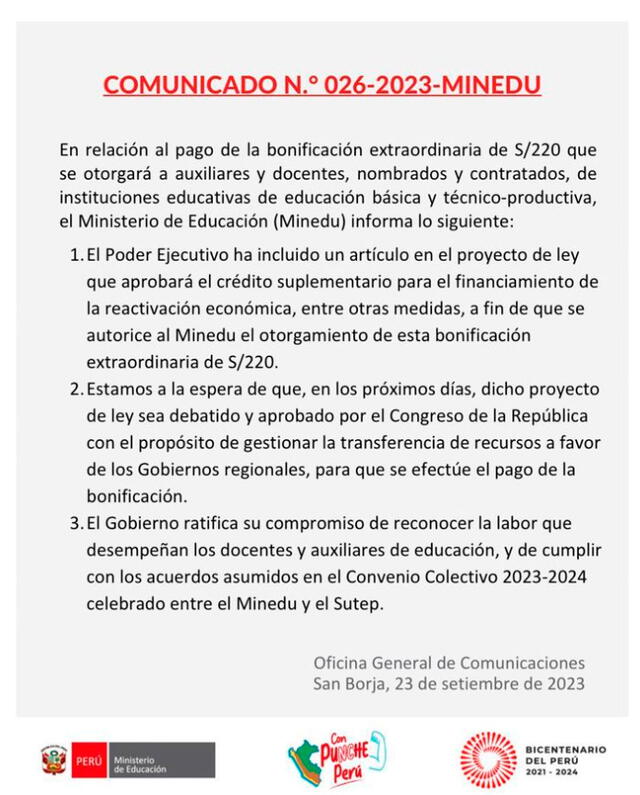bono 220 minedu