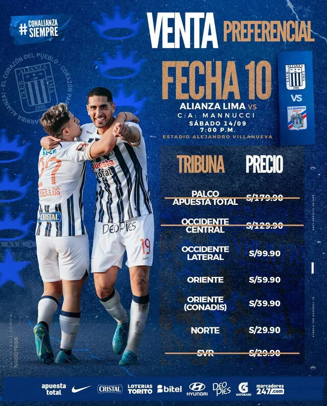 Alianza Lima ya vende entradas para partido ante Manucci. Alianza Lima ya vende entradas para partido ante Manucci.