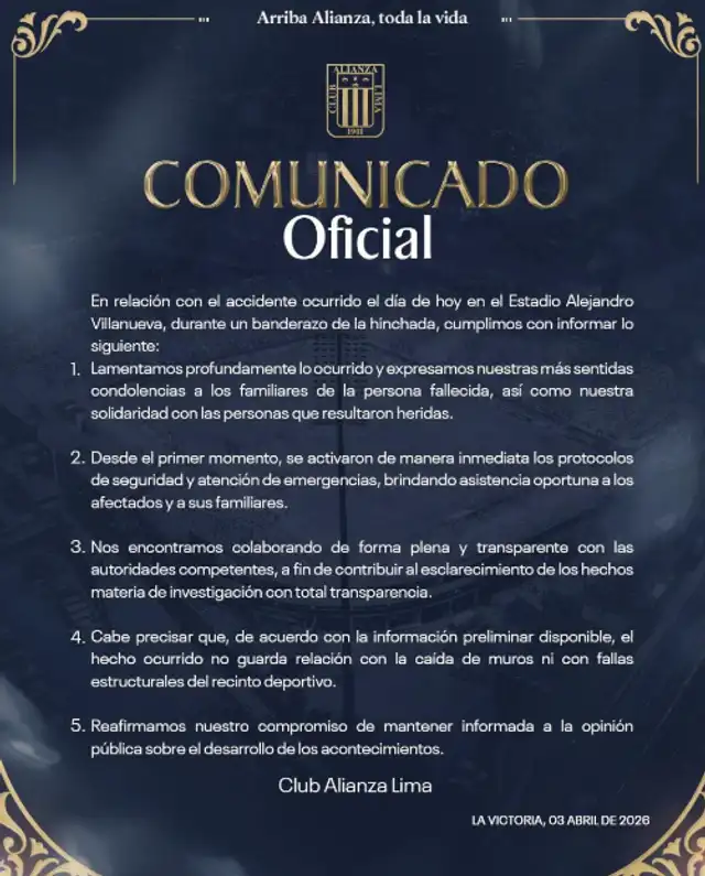 Comunicado Alianza Matute