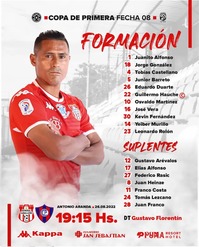 Alineación de General Caballero.