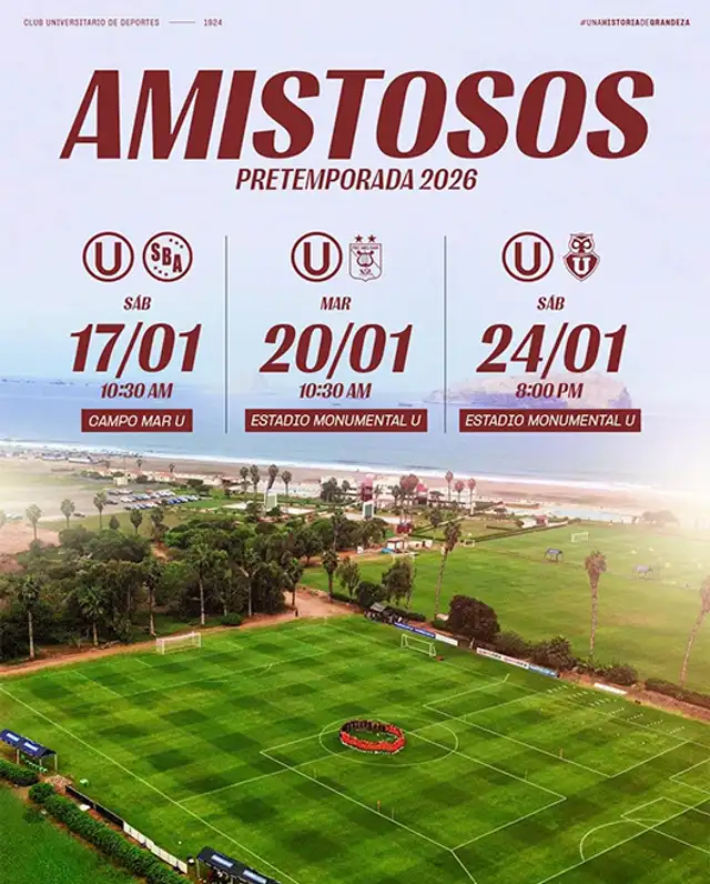 Amistosos de Universitario durante su pretemporada.   