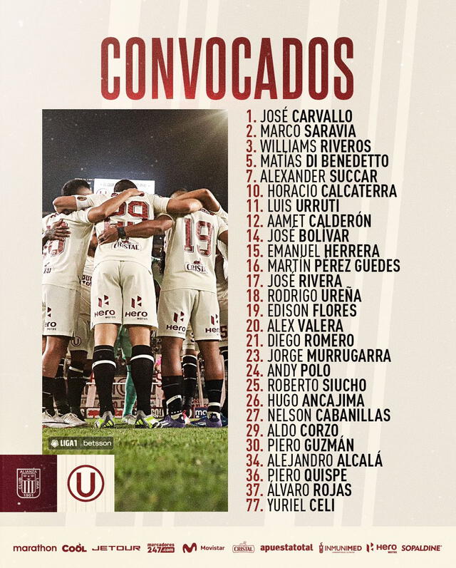 Lista de convocados de Universitario.   