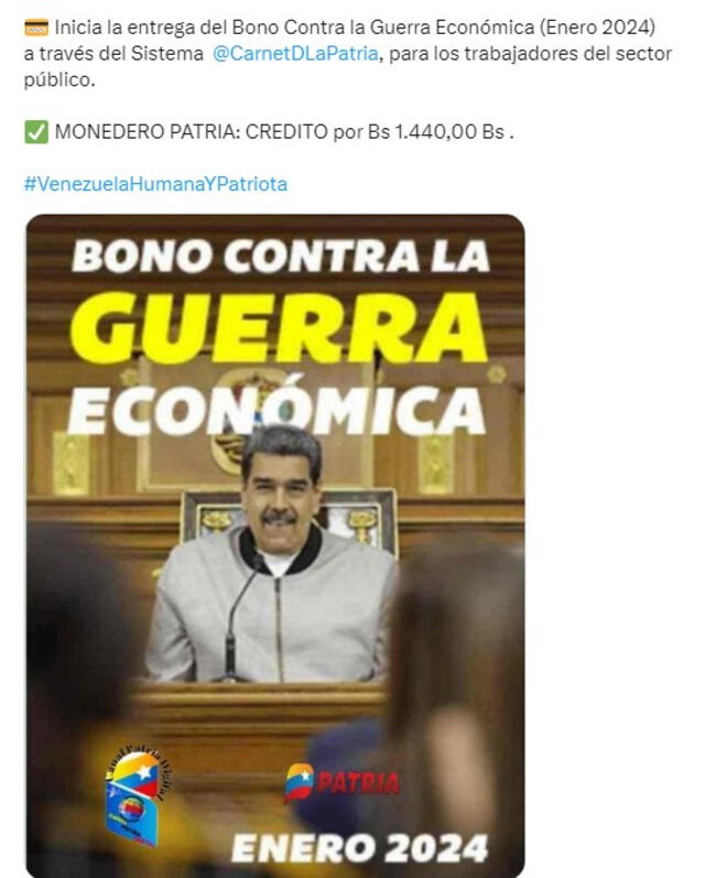 Bono contra la Guerra Económica Bono contra la Guerra Económica