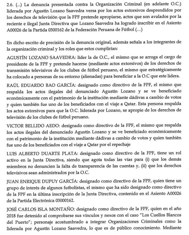  Documento del Ministerio Público, Agustín Lozano.   