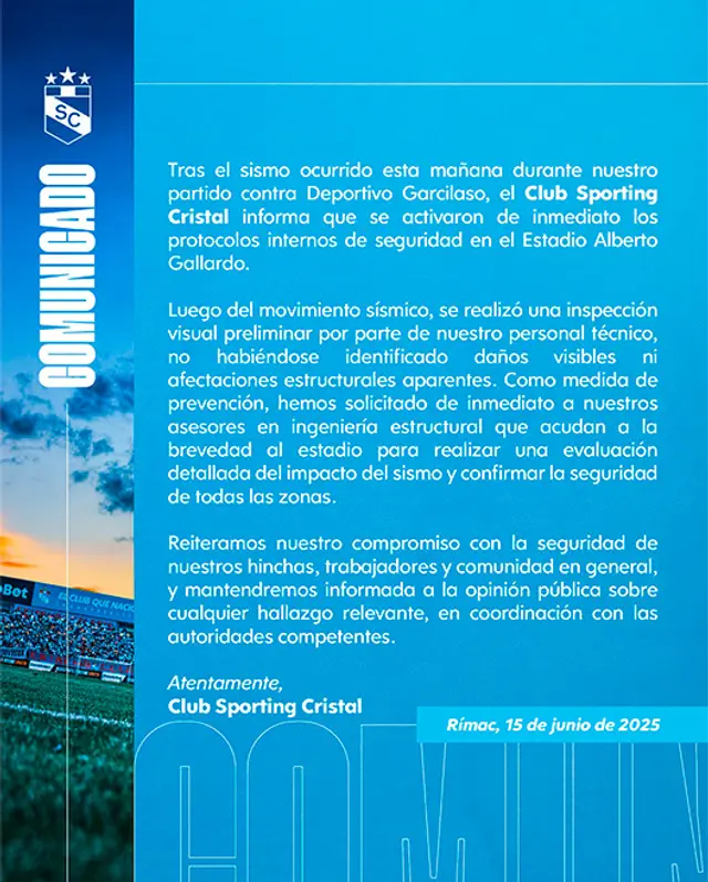 Sporting Cristal comunicado