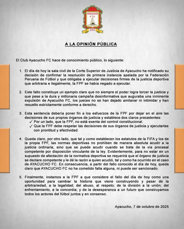 Ayacucho FC, Liga 1 Ayacucho FC, Liga 1