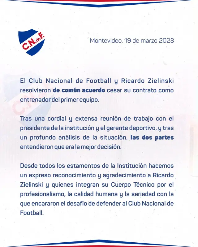 <strong>Comunicado del Club Nacional</strong>   