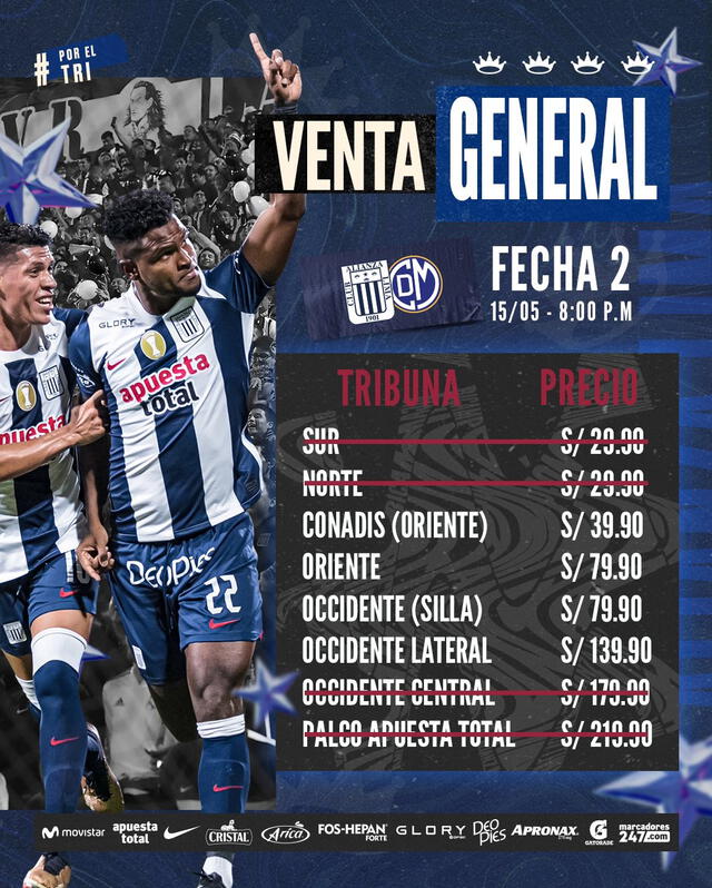 Alianza Lima anuncia 3 tribunas agotadas