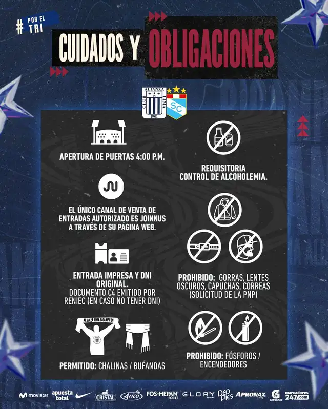 Alianza Lima vs. Cristal: cuidados y obligaciones   