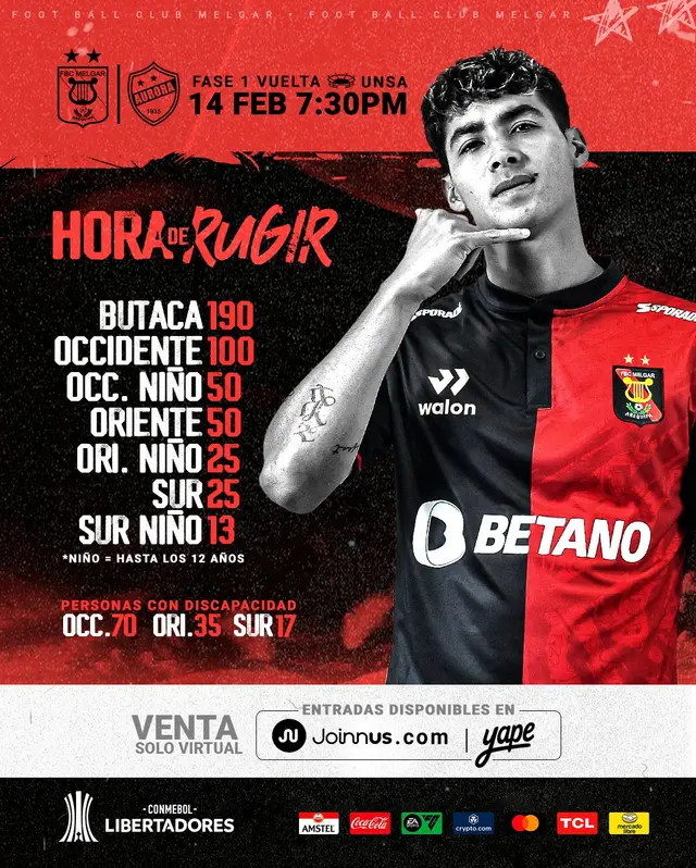 Entradas Melgar vs Aurora