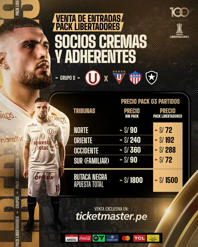 'Pack Copa Libertadores' para los partidos de local. / FOTO: Prensa Universitario   