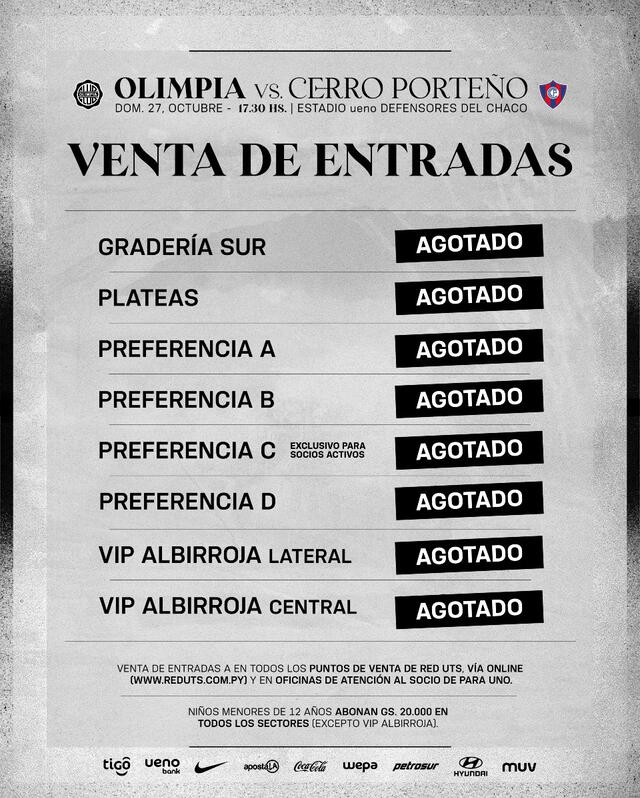 Olimpia vs Cerro Porteño entradas