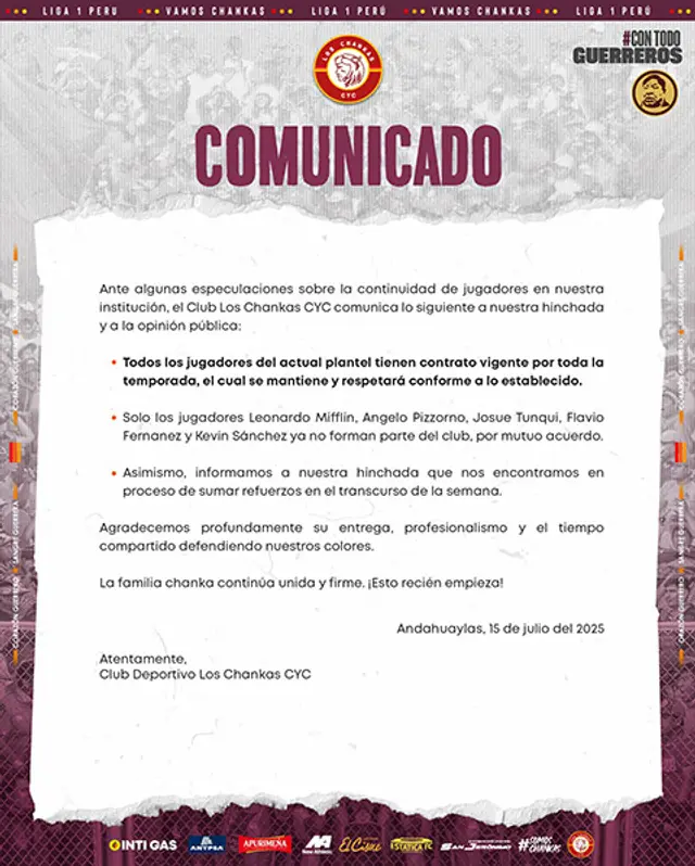 Los Chankas, Fichajes