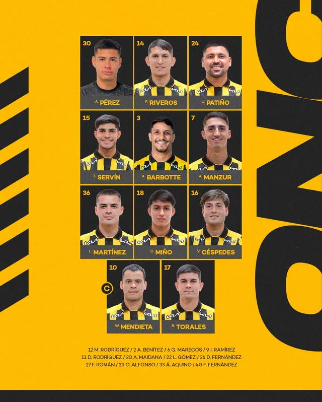 Alineación de Guaraní vs. U. de Chile.   
