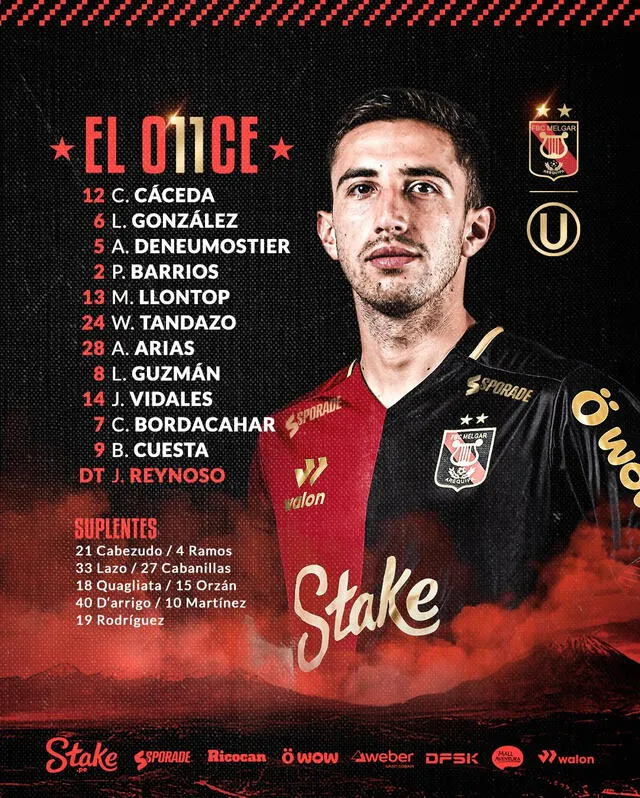 Alineación de Melgar vs. Universitario.   