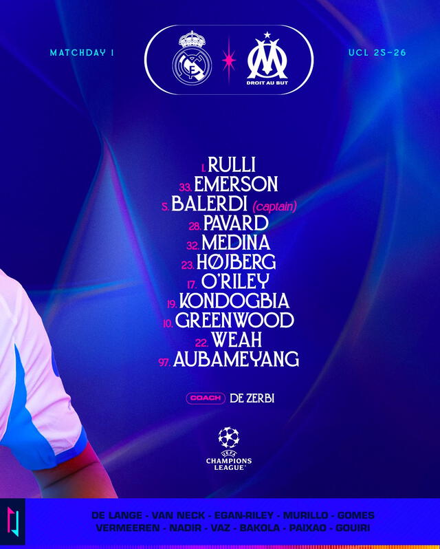 Alineación de Marsella vs. Real Madrid. Alineación de Marsella vs. Real Madrid.