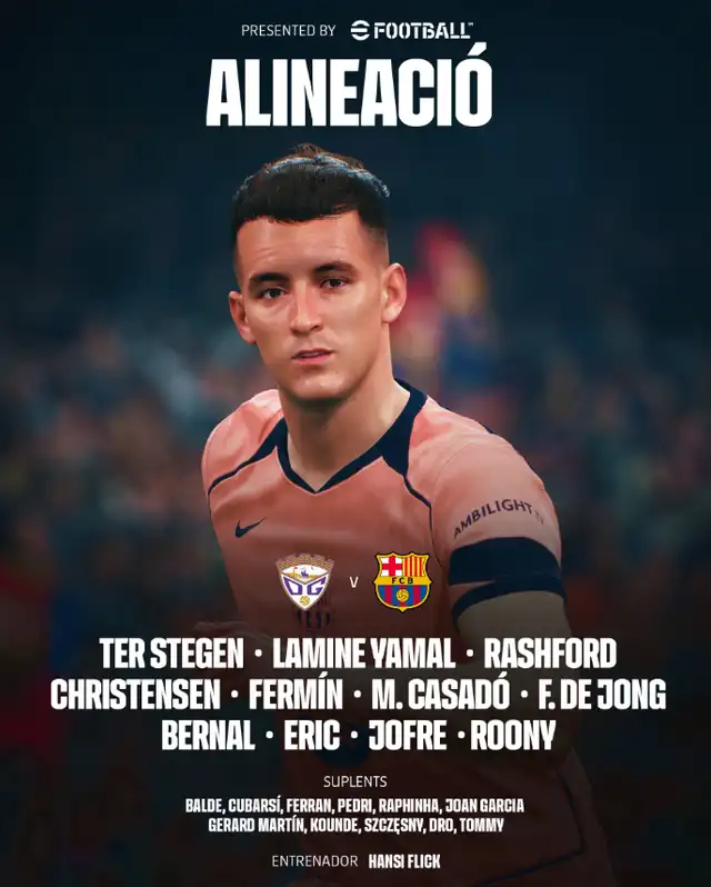 Alineación de Barcelona vs. Guadalajara.   