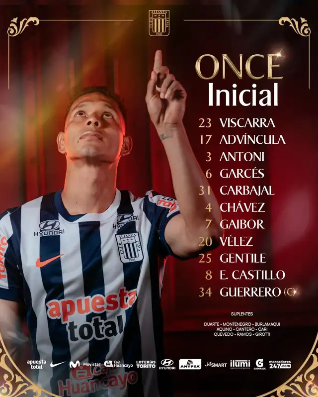 Once confirmado de Alianza Lima.   