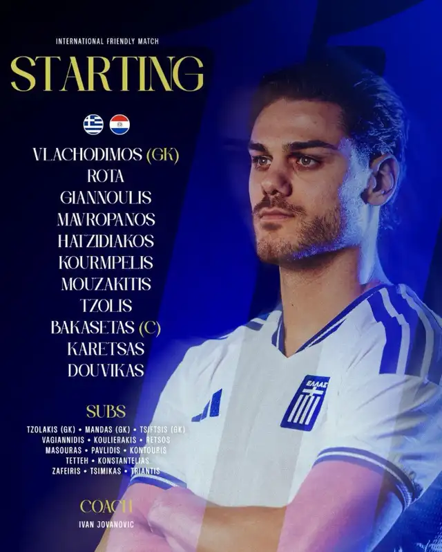 Alineación de Grecia vs. Paraguay.  