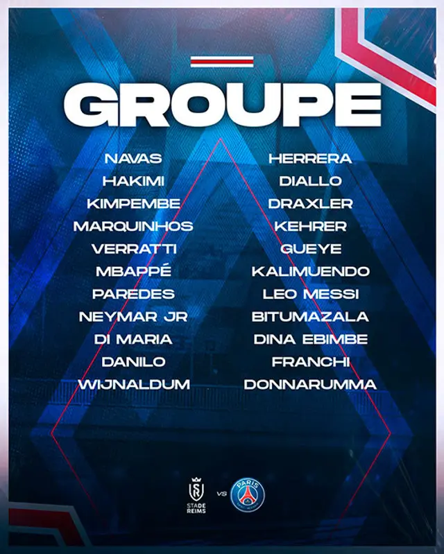 Convocados de PSG para partido ante Reims. Foto: Twitter PSG   