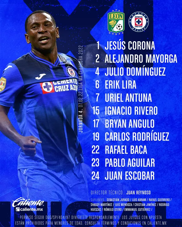 Once de Cruz Azul ante León.