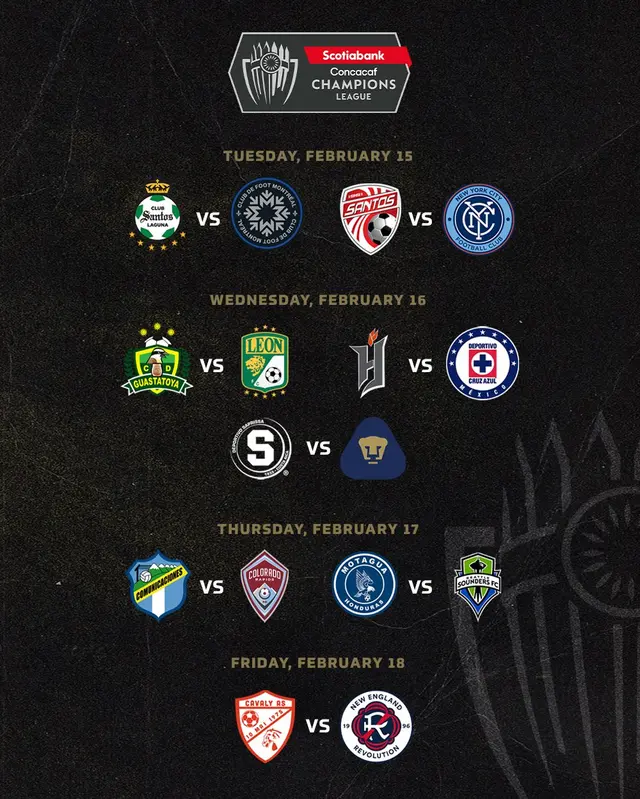 Duelos de octavos de final de la Concachampions.